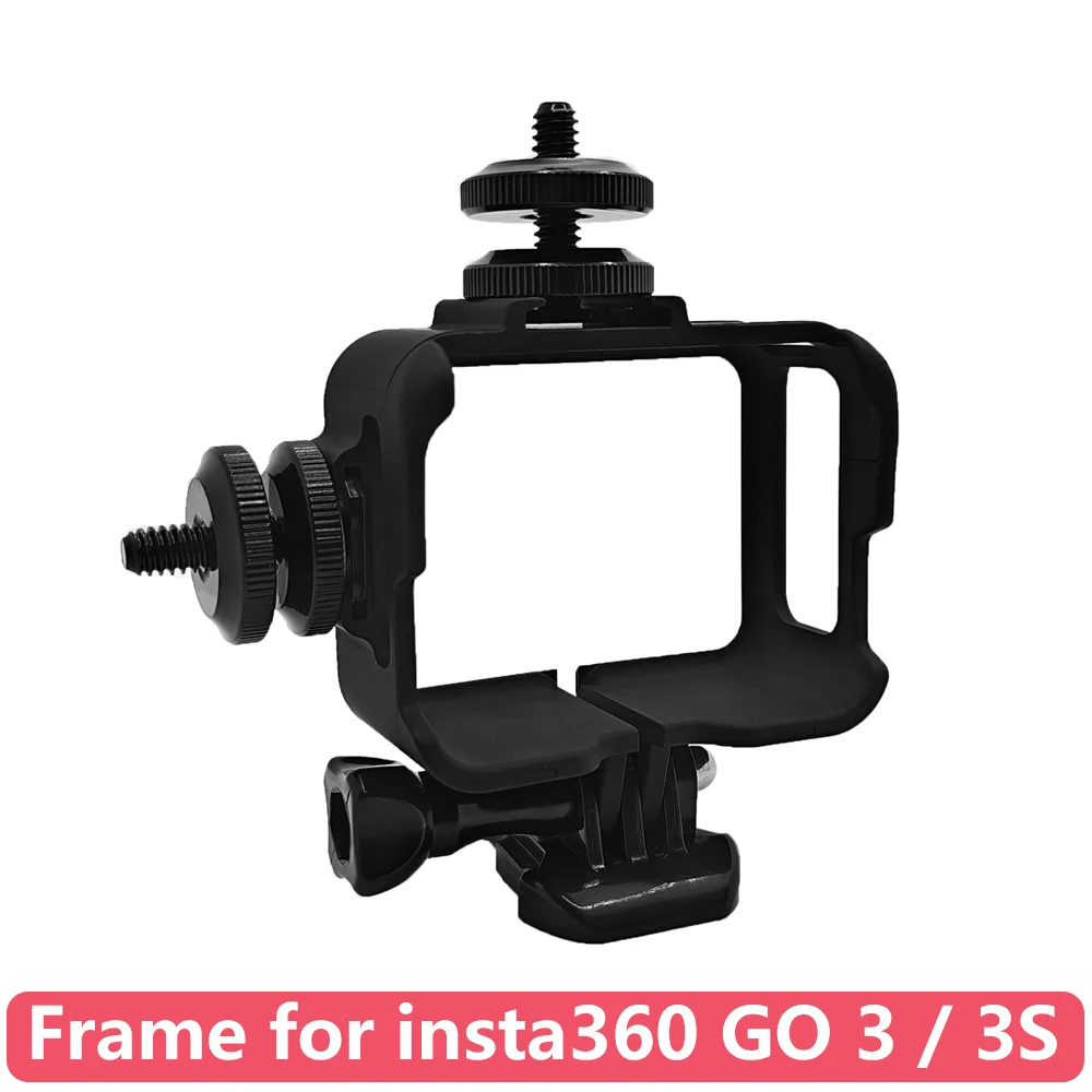 Protective Frame Case with 2PCS Aluminum Alloy Hot Shoe Adapters for Insta360 GO 3 / GO 3S Durable Lightweight Case Accessories
