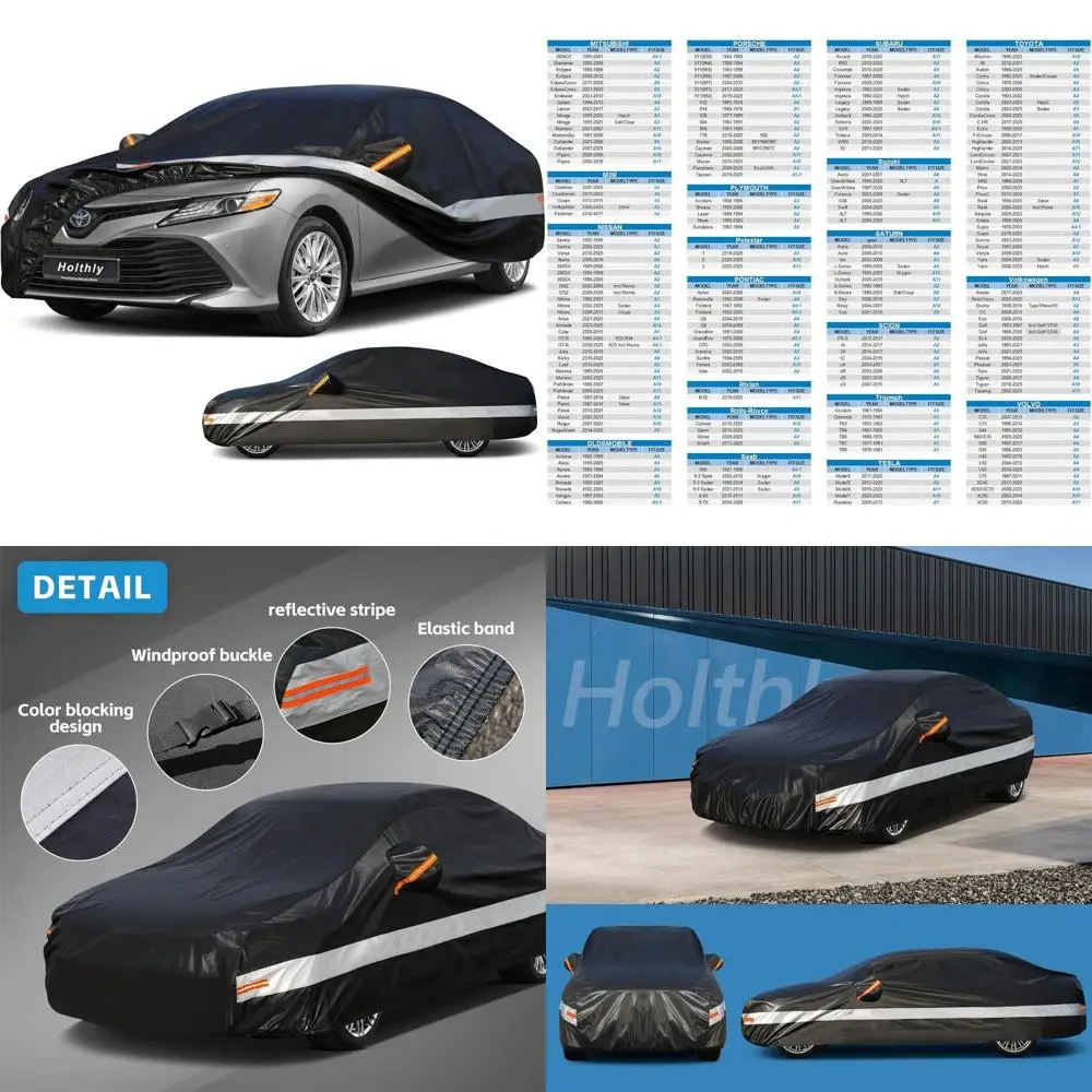 

All-Weather Waterproof Car Cover for BMW 3 Series, Mercedes C-Class, Audi A4/A5 - 10 Layers Protection Against Rain, Snow, UV, D