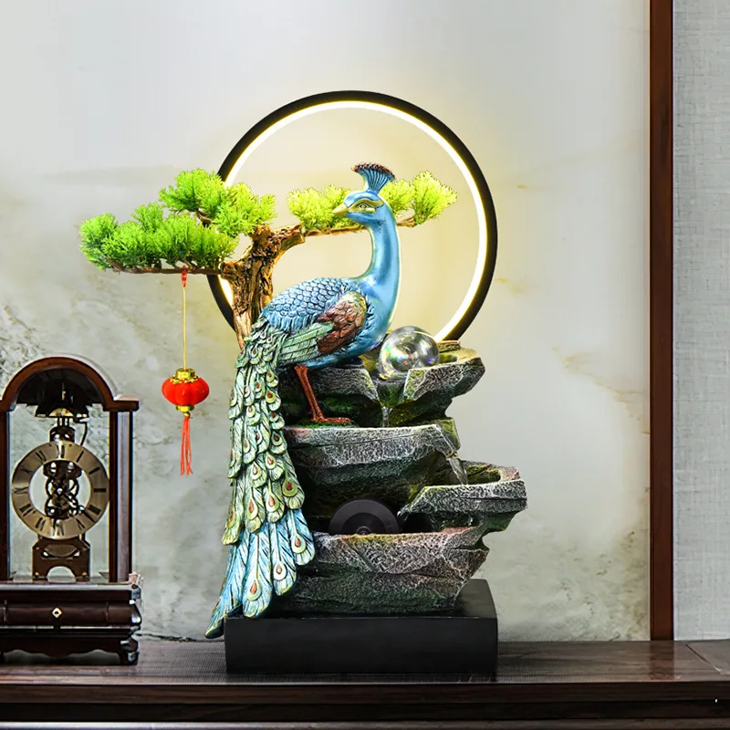 New Chinese finch dance streamer desktop flowing water fountain ornament home living room entrance decoration lucky opening gift