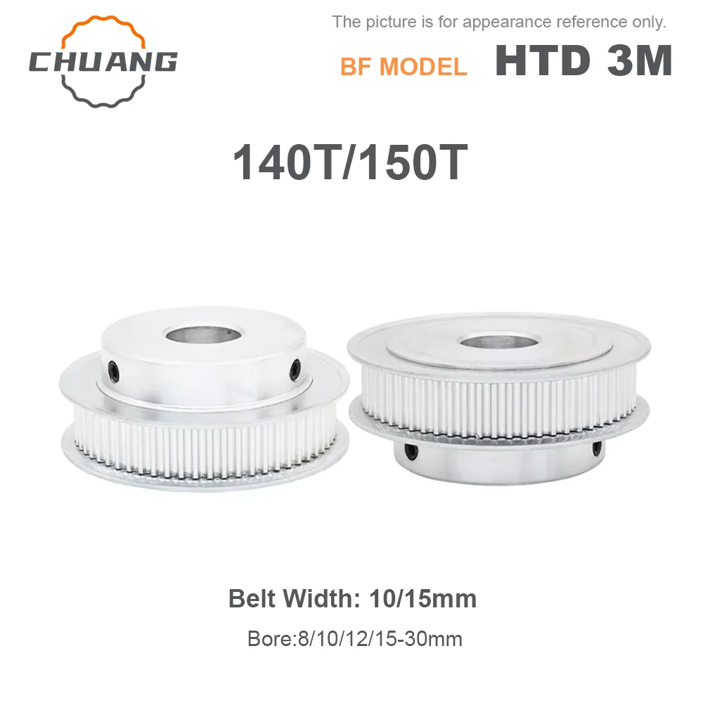 

HTD 3M 140T 150Teeth Timing Belt Pulley BF-Type Keyway Hole 8/10/12/15-30mm For 10/15mm Wide Belt 140T 150Teeth