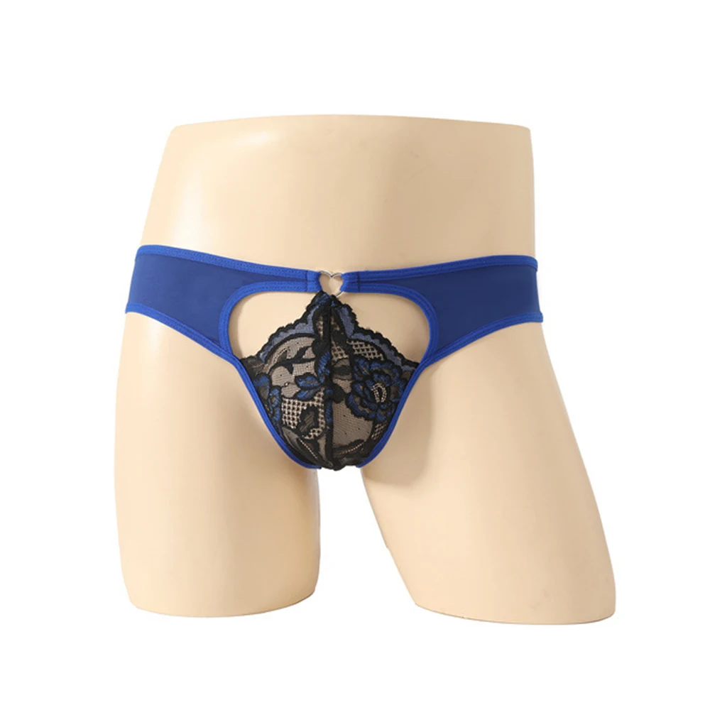 

Men's Elegant Lace Underwear See Through Lingerie Low-waisted Hollow-out Satin Briefs Men's Clothing G-string Japanese Thongs