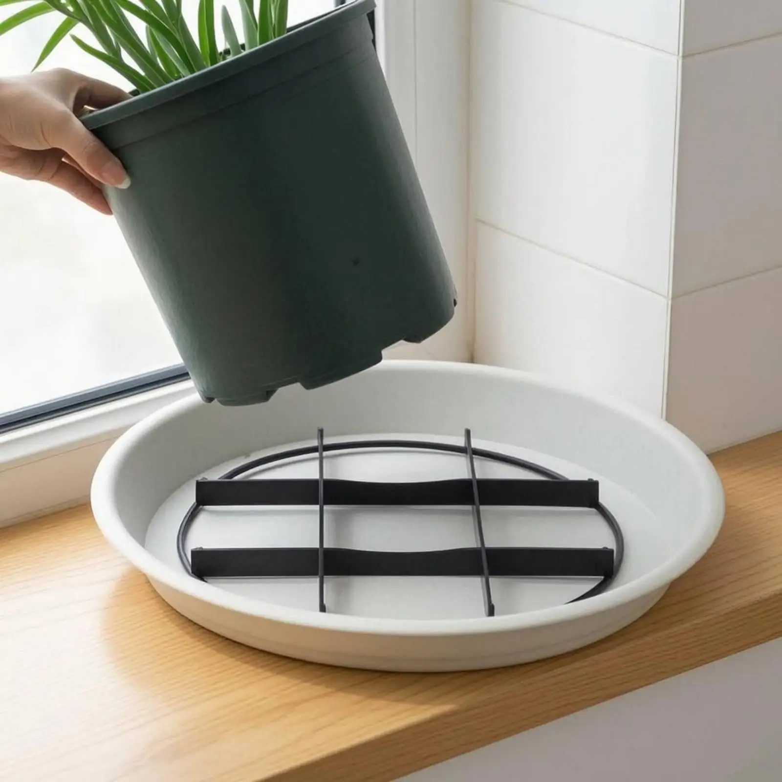 Plant Pot Riser Grid Tray for Large Flower Pots Outdoor Garden Ventilation Support to Prevent Overwatering