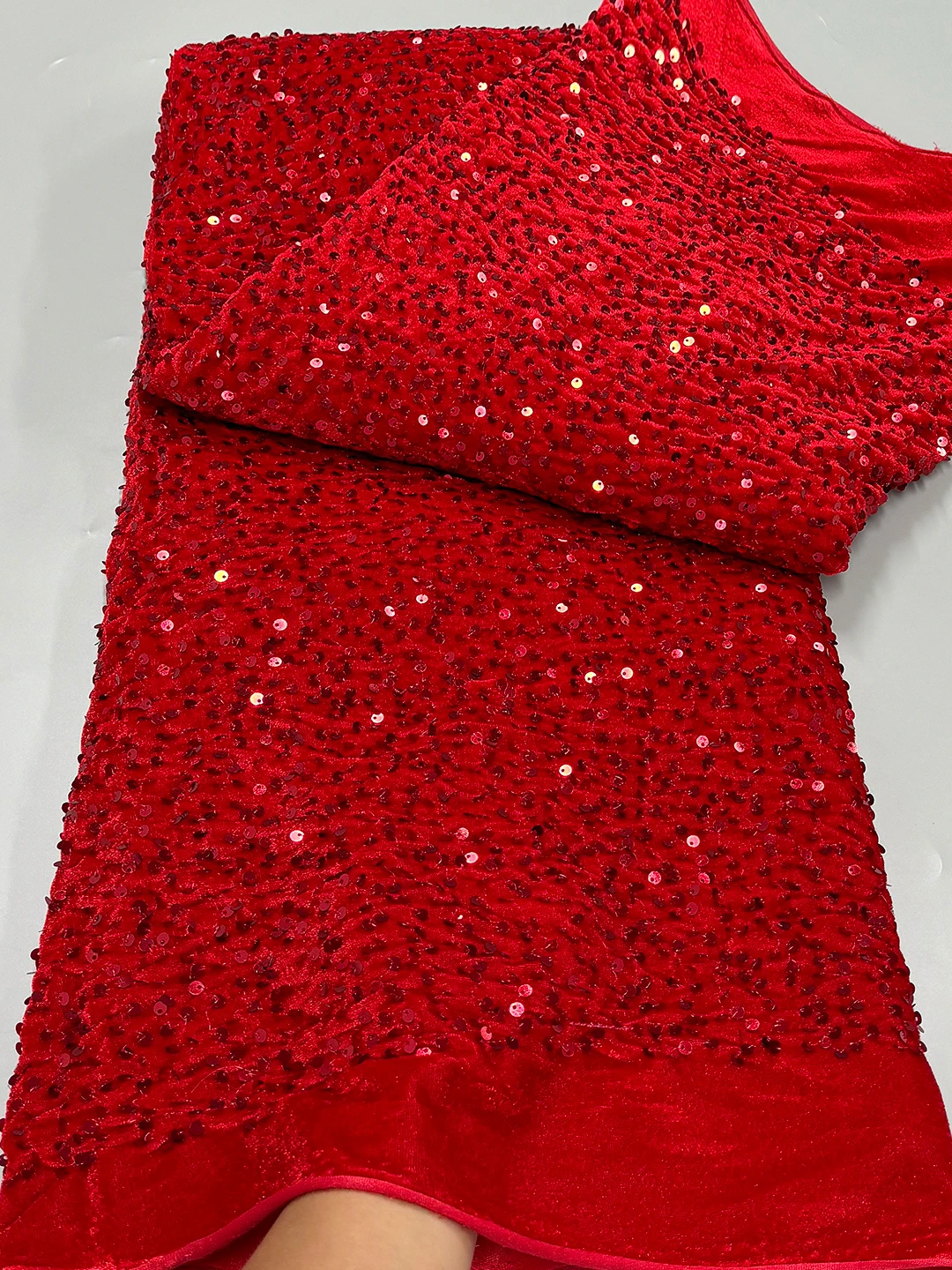 Latest African Velvet Lace Fabric 2024 High Quality Nigerian Velvet Lace Fabrics With Sequins French Velvet Lace For Women Dress