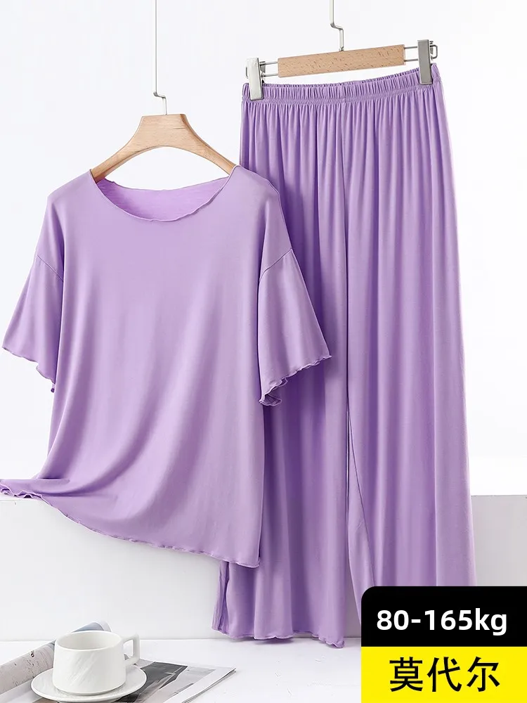 يوليو الغزلان مشروط الصيف خفيفة الوزن ort Sve Spwear مجموعة عادية فضفاضة تناسب حجم كبير ملابس المنزل قطعتين فرقة #1