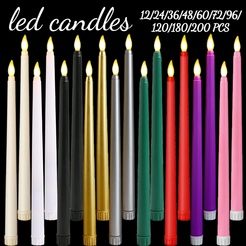 Velas cónicas LED sin llama, velas con pilas para boda, Flickeri de 11 pulgadas a granel para decoración de fiesta de Navidad y Halloween, 200-12 Uds.