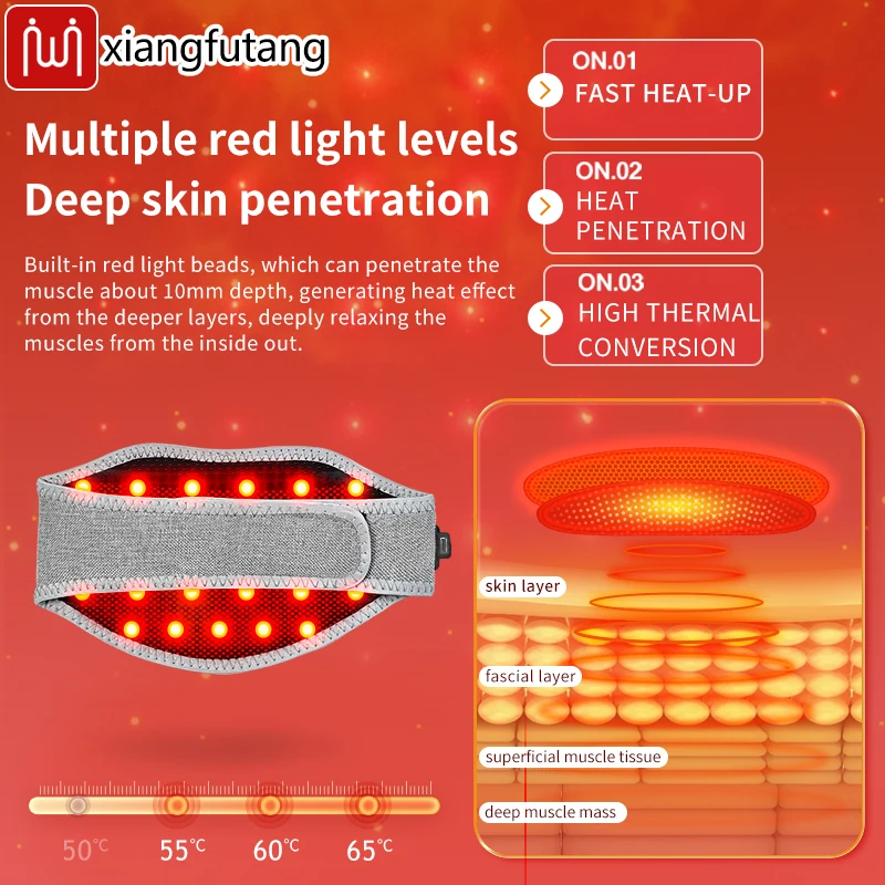 وسادة الرقبة العلاجية بالضوء الأحمر - 3 تروس للحرارة والاهتزاز، العناية بالرقبة تخفف آلام عنق الرحم، تساعد على التعافي، للعاملين في المكاتب وكبار السن