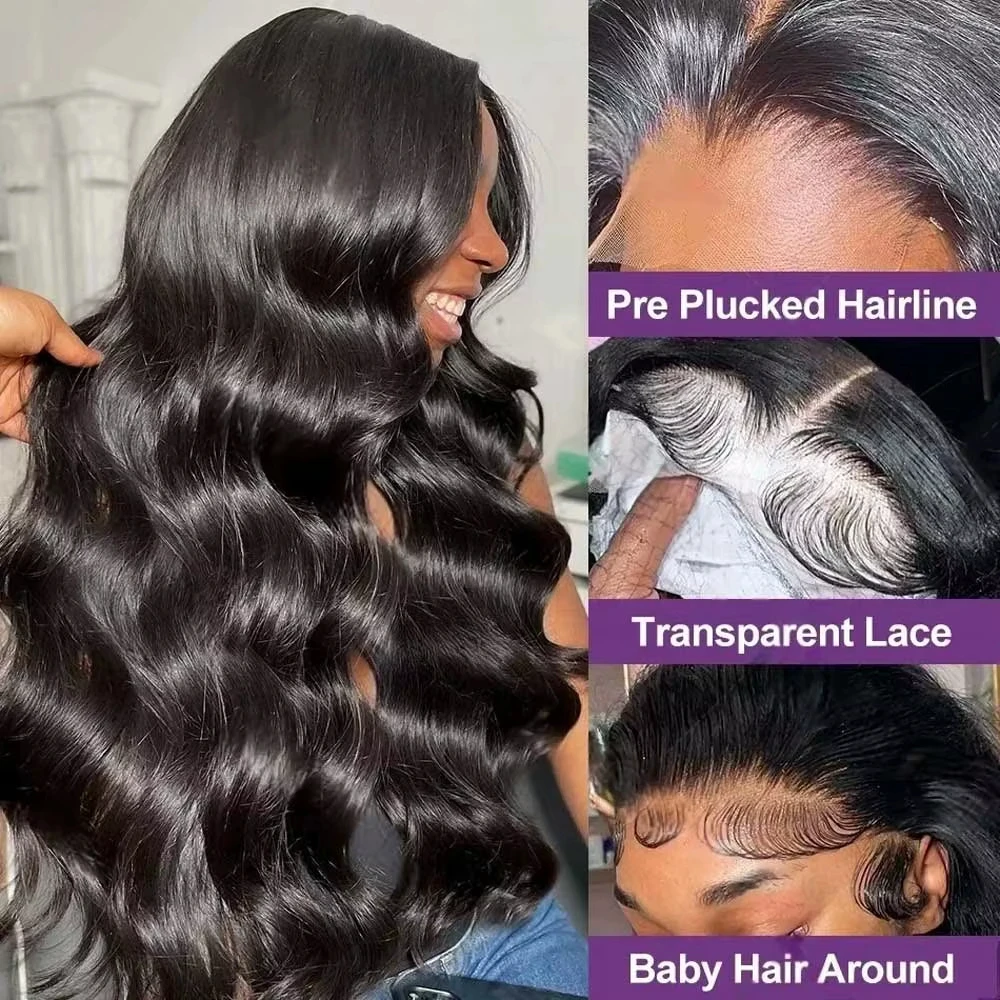 24 Inch Body Wave Human Hair Lace Wig 4x4 Closure 13x4 HD Lace 250 Density Glueless For Black Women Soft Realistic Appearance - view 3