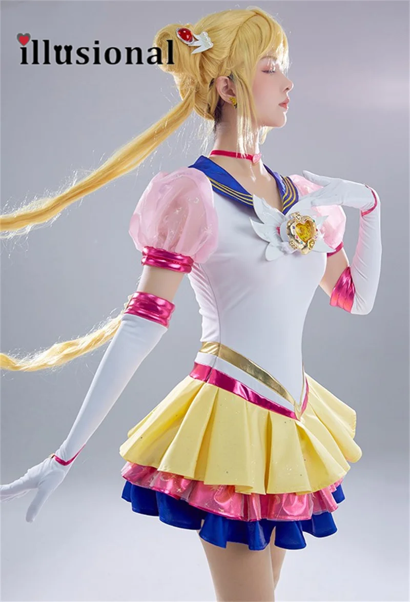 illusional Anime Sailor Moon Cosplays Tsukino UsagiCosplay Costume anniversary gamble suit dress female Anime Halloween Costumes