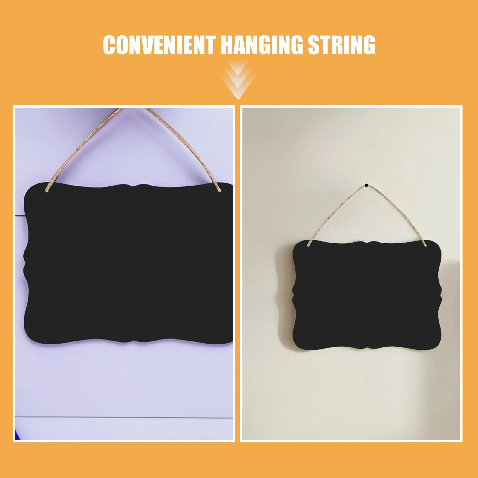 5Pcs Double Sided Wooden Hanging Blackboard Erasable Message Board for Notes Menus Home Office Wall Mounted Message Board
