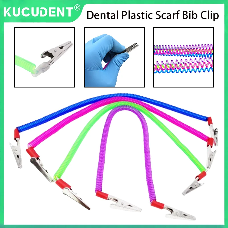 

5 Color Dental Napkin Holders Oral Supplies Scarf Clip/Spring Rope Bib Clips Disposable Reusable Dentist Patient Oral Care Tools