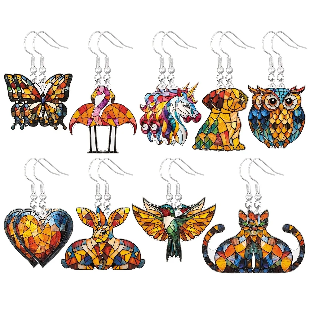 مجموعة أقراط قطة كلاسيكية رائعة مجوهرات هدايا على شكل حيوانات ملونة للنساء والفتيات