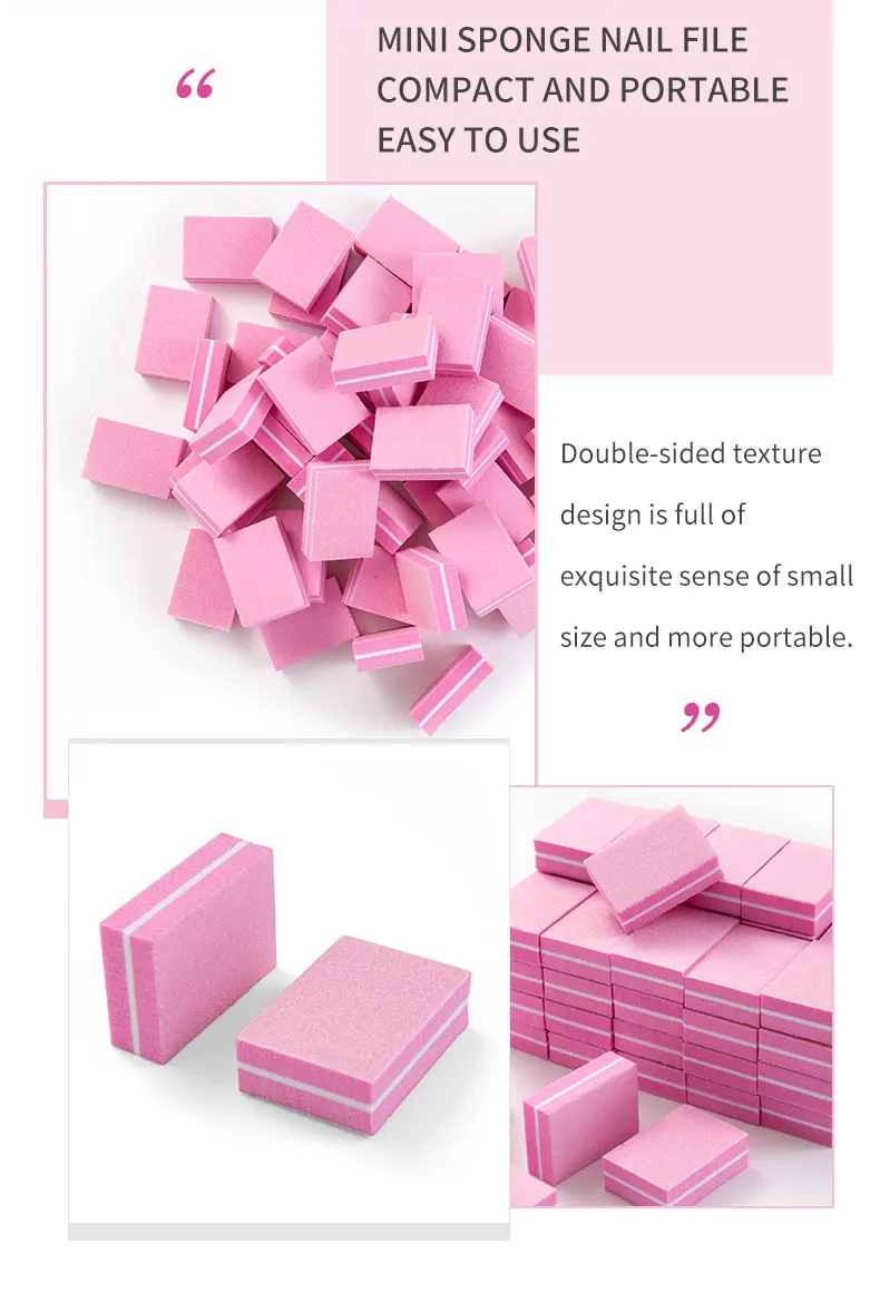 50 teile/los Zwei-seitige Mini Nagel Datei Blöcke Bunte Schwamm Nagel Puffer Block Nagel Polieren Maniküre Werkzeuge 100/180 körnung – Detail 3