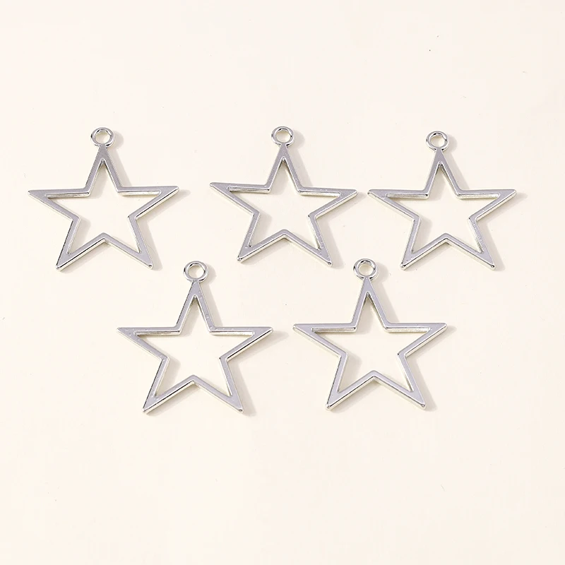 Leslie 10 Stück 32 x 37 mm Legierung große hohle Sterne Charms fünfzackige Sterne Anhänger für Schmuckherstellung handgemachte Frauen Halskette Handwerk – Detail 5