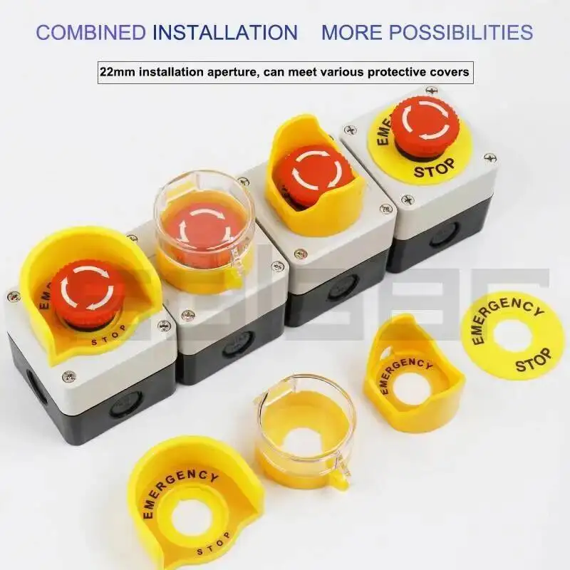 Picture 4: Emergency Stop Push Button Switch Control Box Elevator With Protection Cover Waterproof Enclosure 22mm Mounted