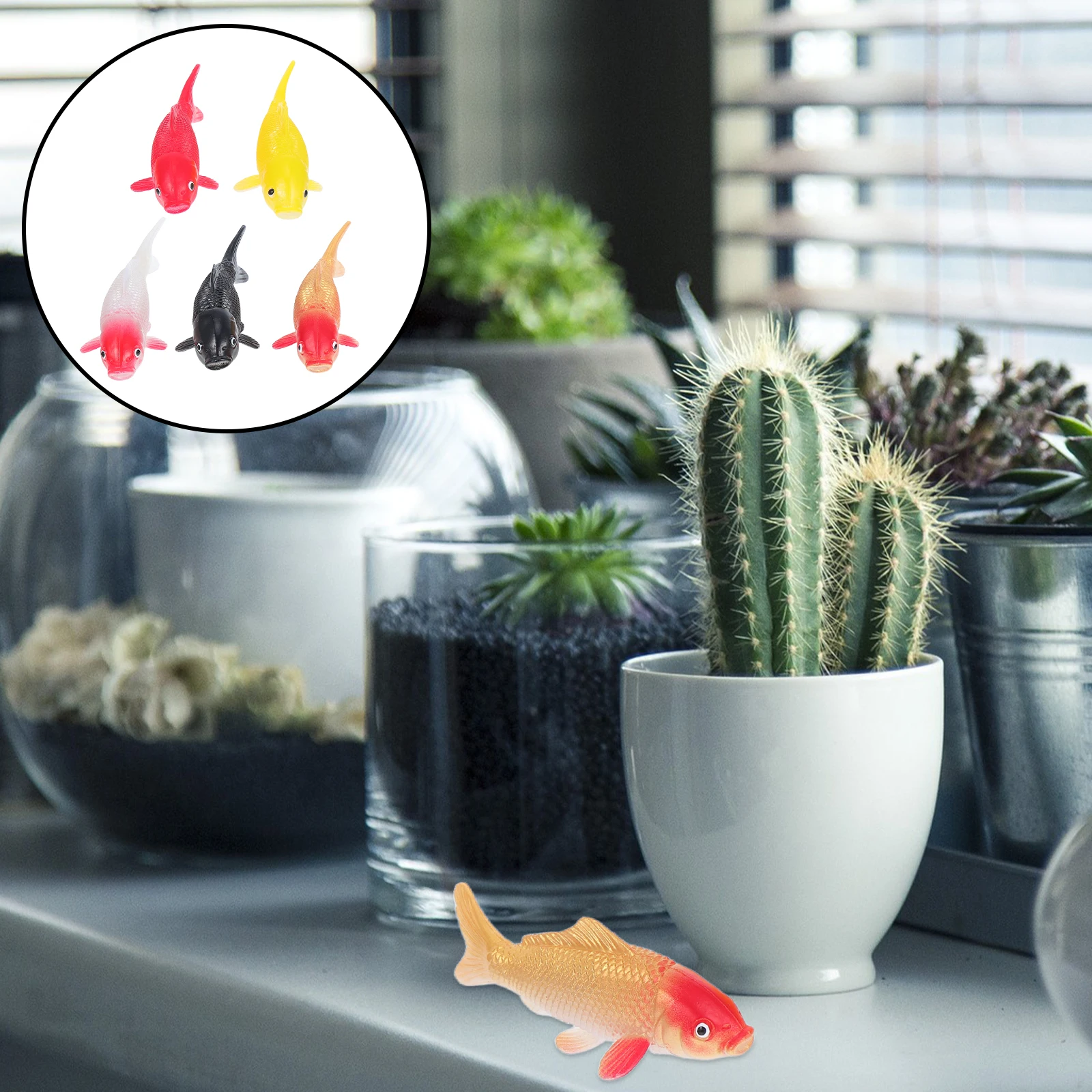 

5 Pcs Miniature Koi Statue Artificial Fish Ornament Aquarium Goldfish Decor Realistic Carp Figurines