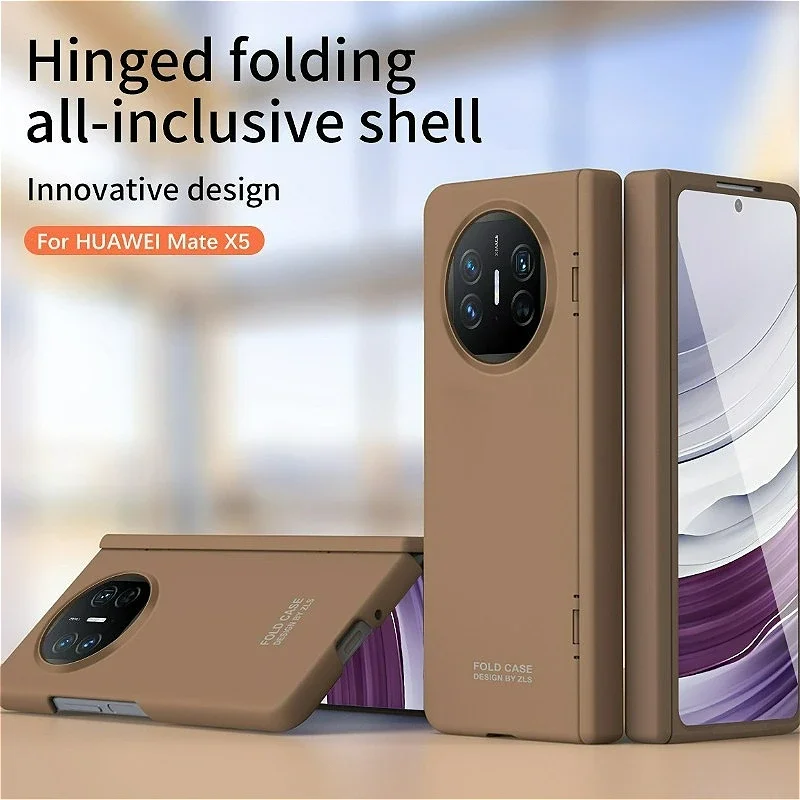 

For Huawei Mate X5 X3 Bring A Pen Phone Case Hinge Folding PC Scrub Material Mate X5 X3 Solid Color All Inclusive Phone Cover
