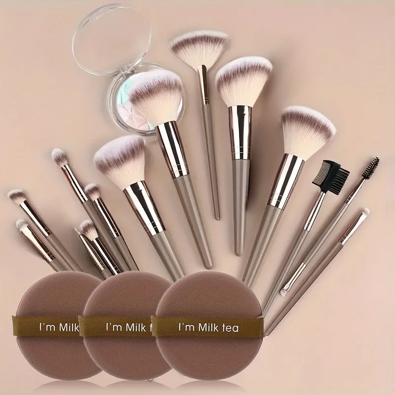 Juego de brochas de maquillaje premium de 15 piezas con esponja para mezclar: pelo sintético ultrasuave, kit cosmético completo, regalo y viajes ideales