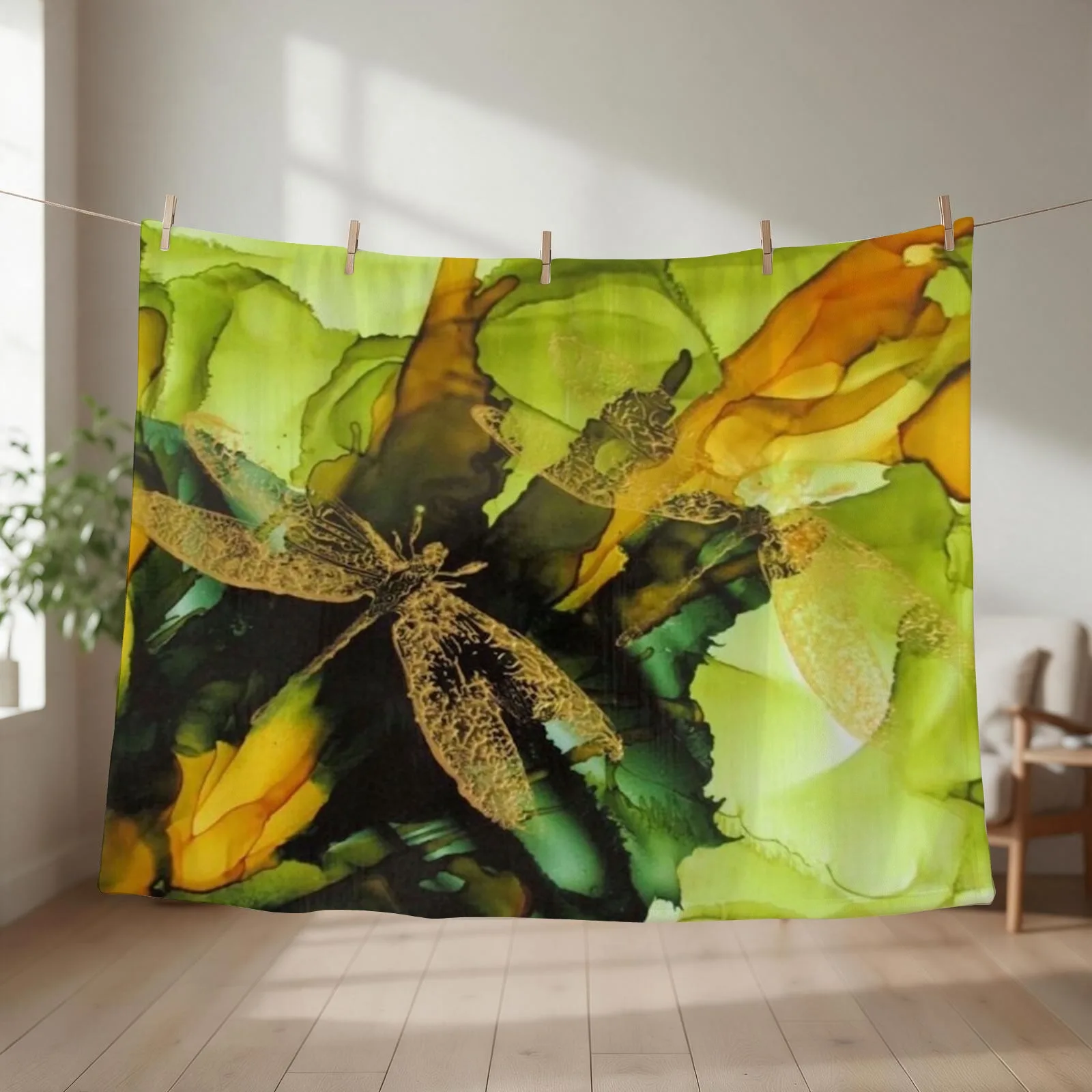 Pretty in Gold - by Barbara Mitchell Throw Blanket couch cozy soft plush fuzzy picnic outdoor blanket