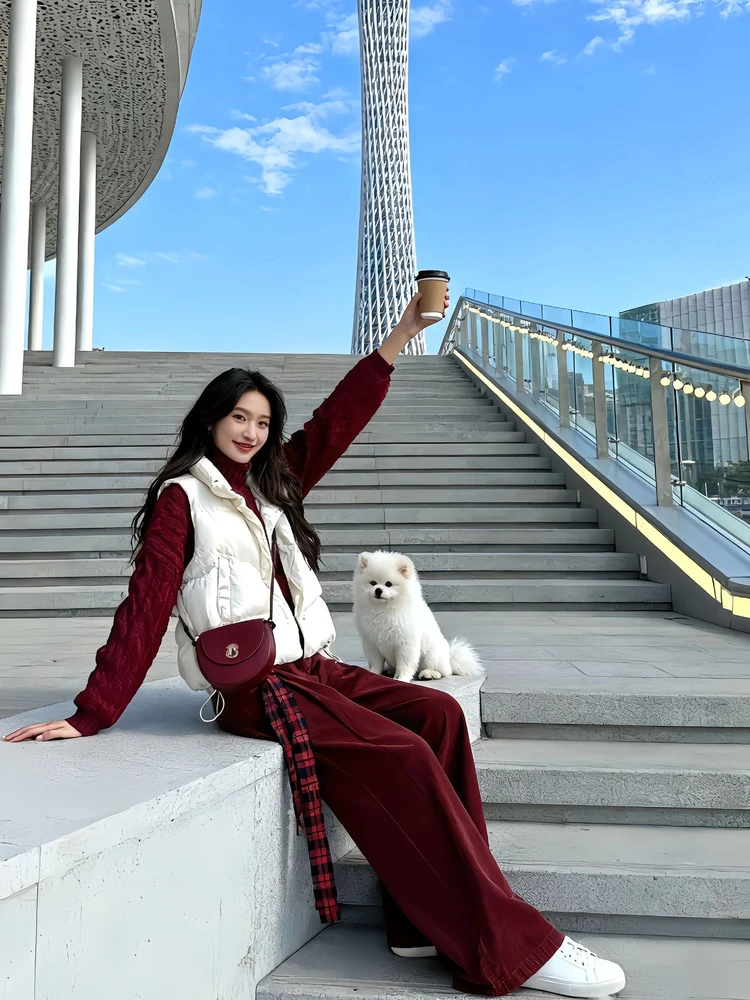 Faionable Plus Size Set da donna Inverno 2026 New College Sle Vest Pantaloni a gamba larga Tee Piece Casual Lazy Sle Ensemble