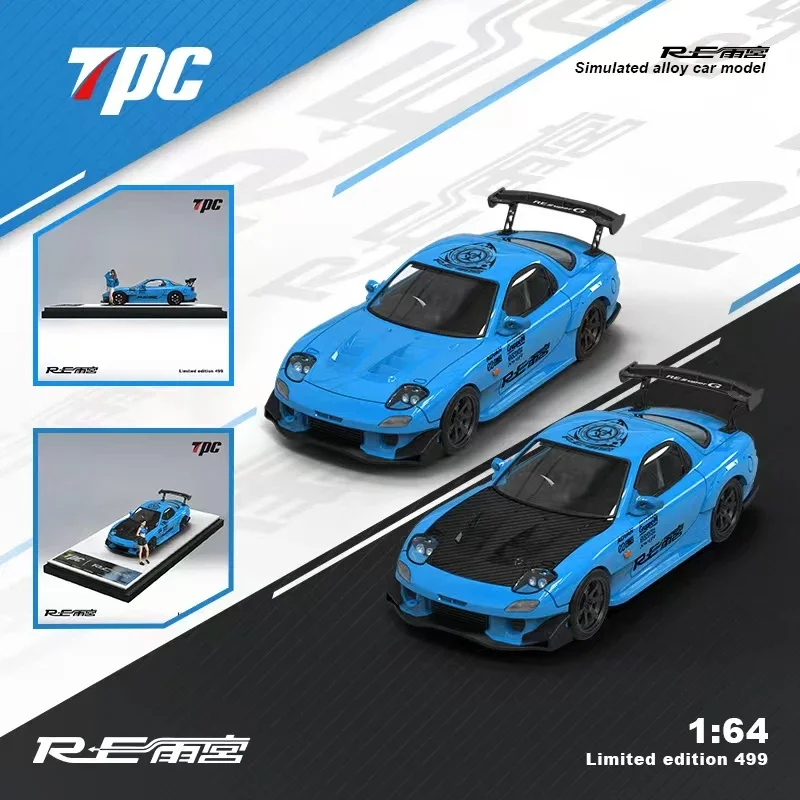 

**Pre-order ** TPC 1:64 Amemiya RX7 Blue carbon cover Diecast Model Car