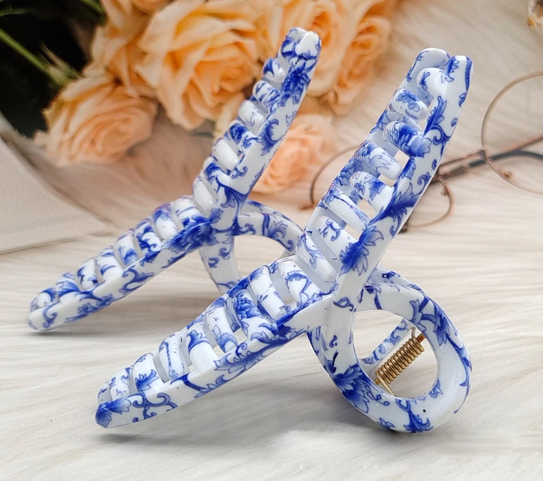 New Vintage Blue And White Porcelain Color Hair Claws For Woman Barrettes Hairpin Hair Clips Headwear Hair Accessories Hairgrip