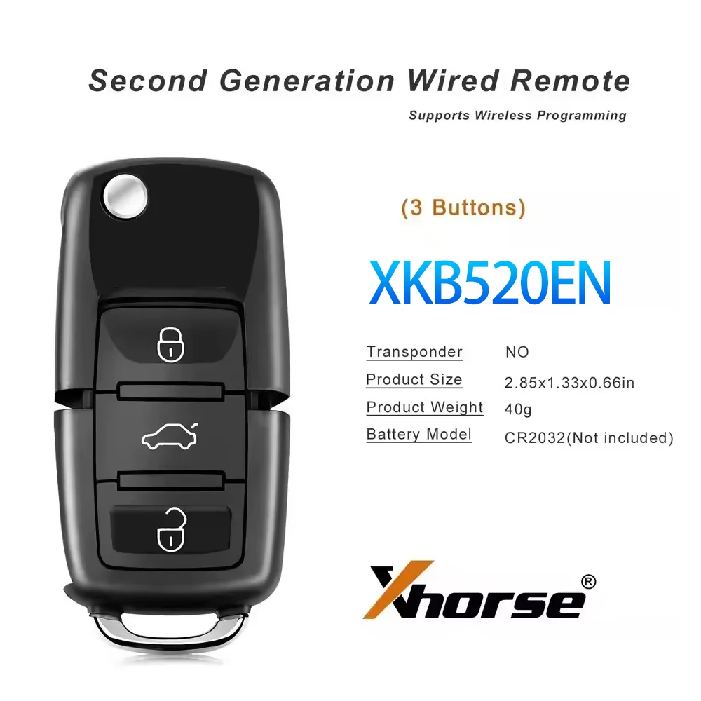 Xhorse XKB520EN الجيل الثاني تم استبداله من مفتاح التحكم عن بعد السلكي XKB501EN لـ VW B5 Flip 3 أزرار يدعم البرنامج اللاسلكي #1