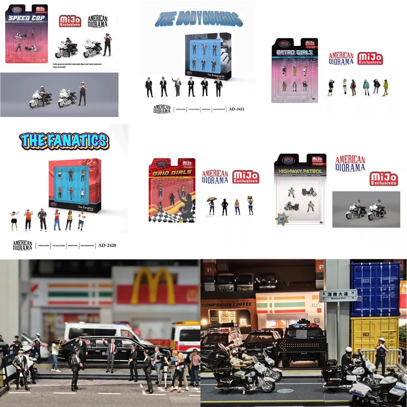 

1/64 шоссейный патруль полиция/охранник/фотограф/анатока/день семьи/фермерский рынок/модная сцена для девочек аксессуар DIY миниатюрный