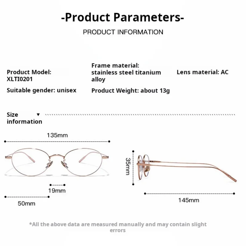 XBORA Alloy Oval Women super light Frame Retro Fashion Exquisite Elegant Daily Casual High‑Quality Optical Prescription Glasses