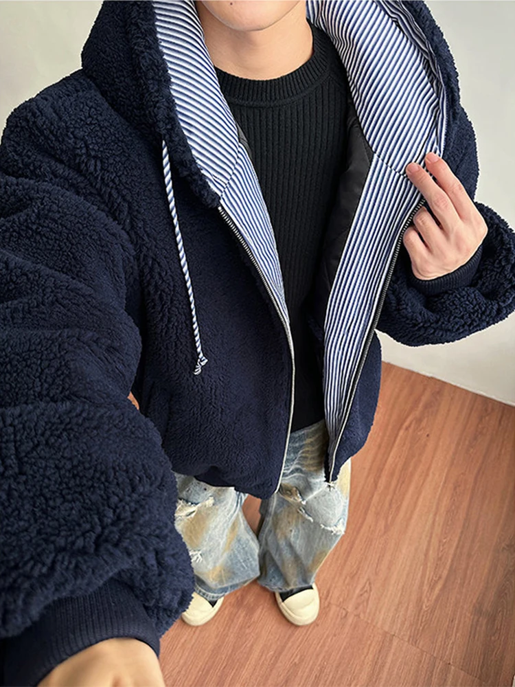 

Thiened Plaid Splicing Lamb Velvet Jaet Men's Autumn Winter Heavyweight ort Cotton Coat Fce Cotton Clothes for Teens