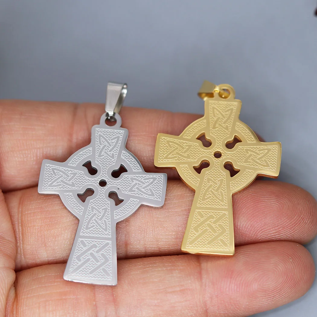 2Pcs/lot Celtic Cross Charm For Necklace Bracelets Jewelry Crafts Making Findings Handmade Stainless Steel Charm