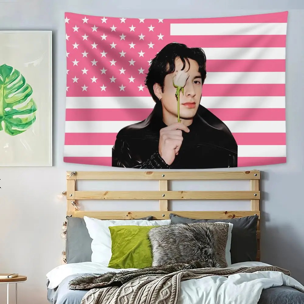 H-Hudson Williams Pink American Tapestry Decoration Art Banner Microfiber Background Bedroom Living Bar Garden Outdoor Festival