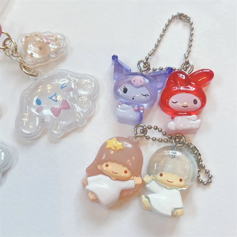 Sanrio Characters Drop Charm Keychain Cute Transparent Resin Bag Charm Kawaii Hello Kitty Kuromi Action Figure Collectible Gifts view 4