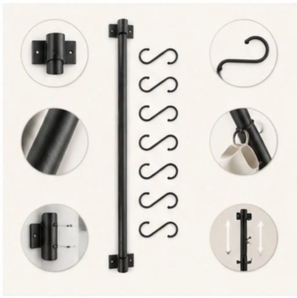 1Set Kitchen Storage Hook Aluminum Wall Moving Hooks Rack Cup Hanger Kitchenware Holder Multipurpose Storage Drying Rack