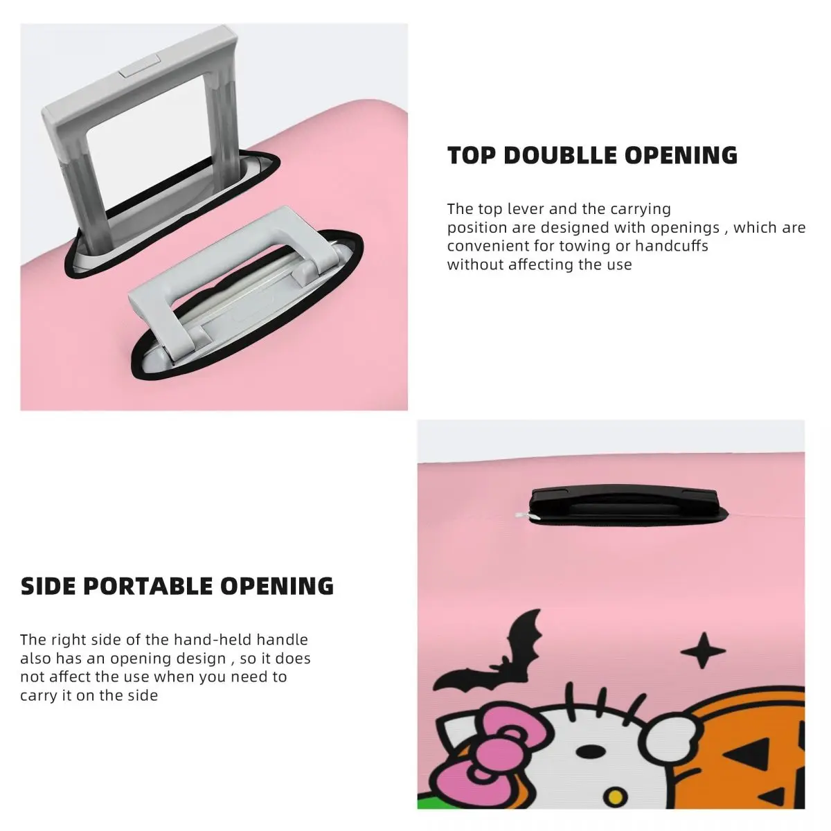 Capa de bagagem personalizada Hello Kitty All Saints' Day Capa protetora de mala engraçada adequada para 18-32 polegadas