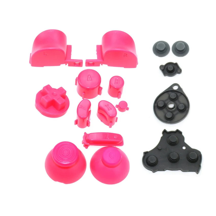 YuXi Full Set L R ABXY Z Keypads Buttons Thumbsticks Caps For GameCube For NGC D Pads Power ON OFF Button Conductive Rubber