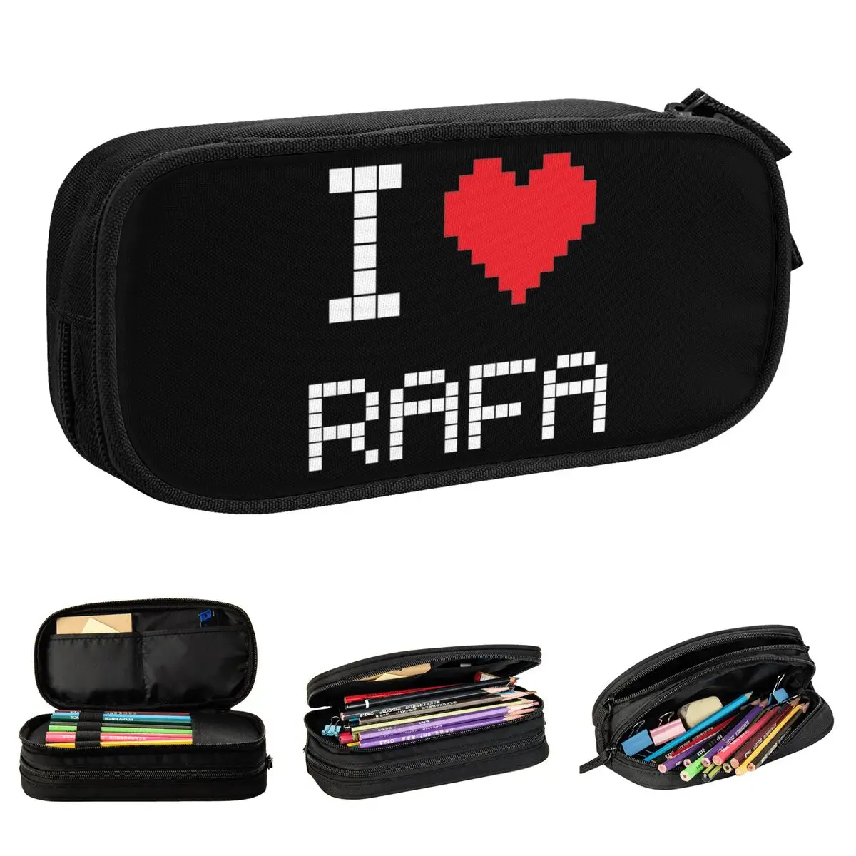 Fashion I Love Rafa Tennis Retro Pixel Pencil Cases Pencil Box Pen Box Girls Boys Large Storage Bag Office Cosmetic Stationery