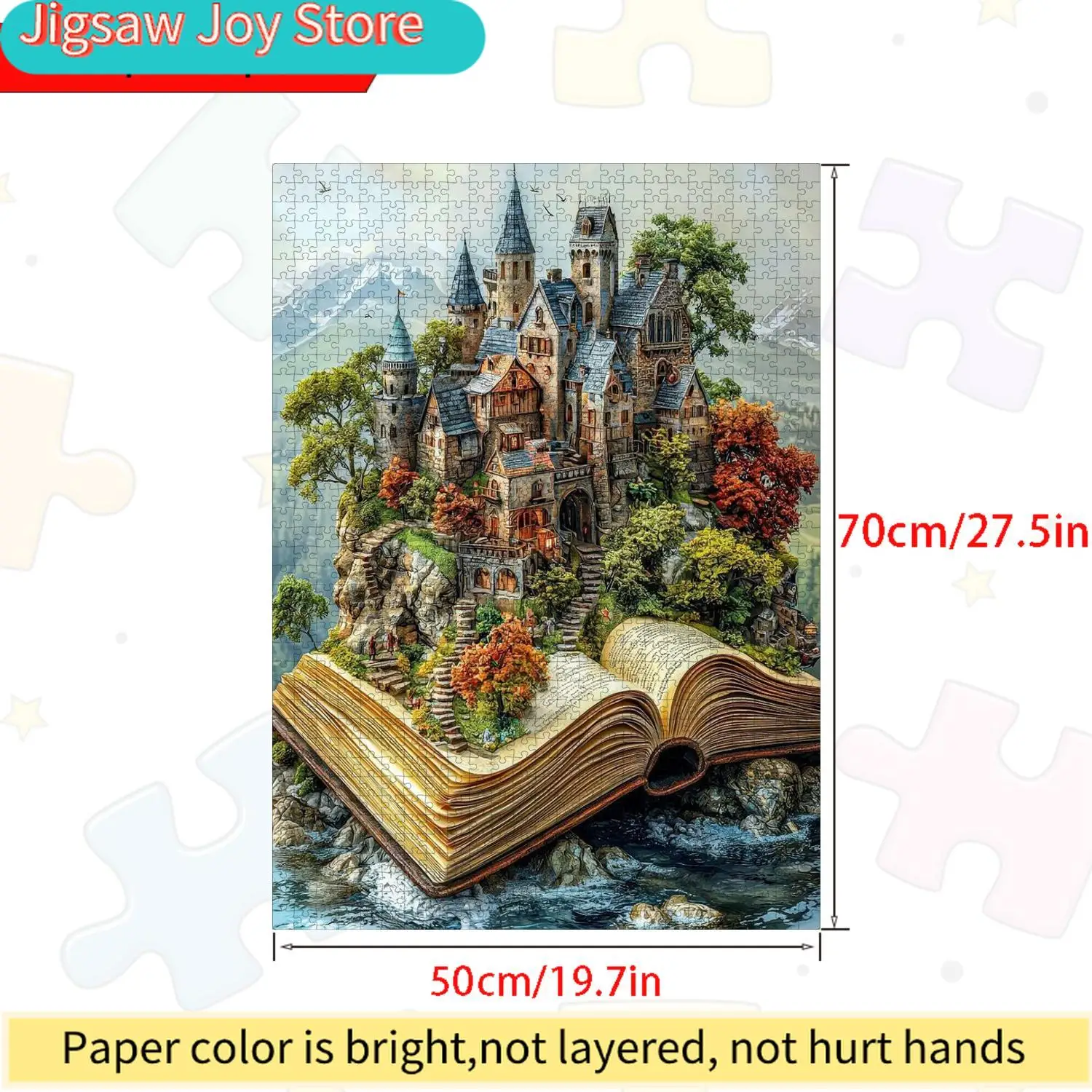 Castle in the Book Jigsaw Puzzle for & - Large Challenge-Level Model Building with 3D Book-Themed Castle, Tower & Dungeon Sce