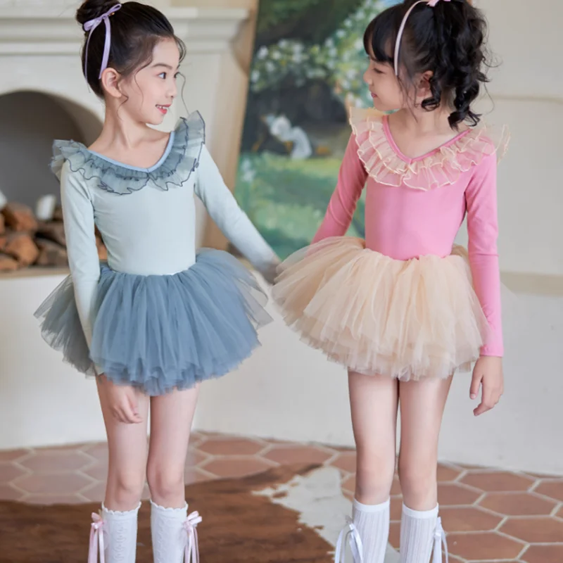 Crianças meninas profissional ballet dança wear outfit para crianças ginástica collants tutu saia vestido fofo desempenho de palco