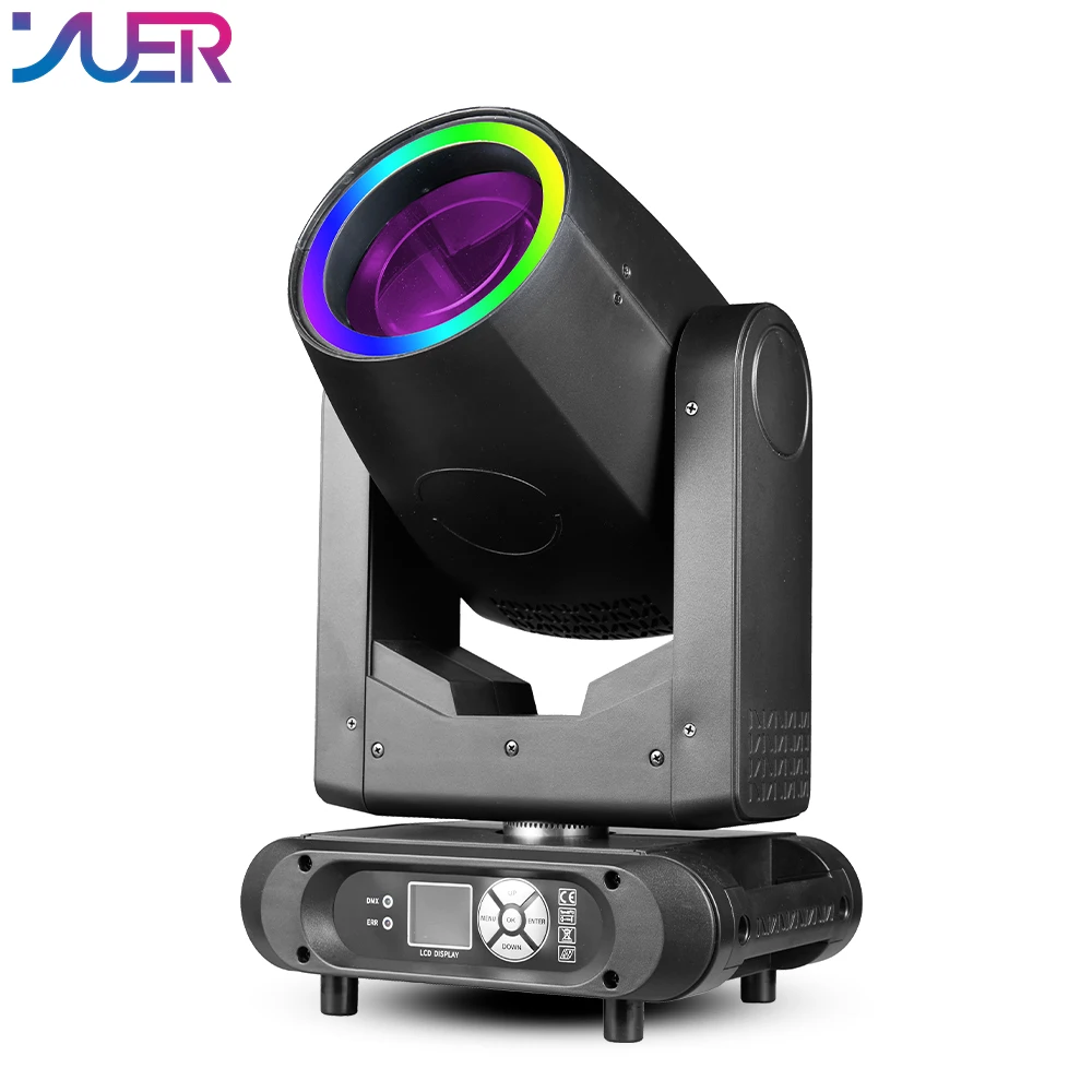 

300W LED Beam Moving Head Light With Light Strip 14Gobo&Color DJ Light Stage Light DMX For Wedding Disco Party Music Bar