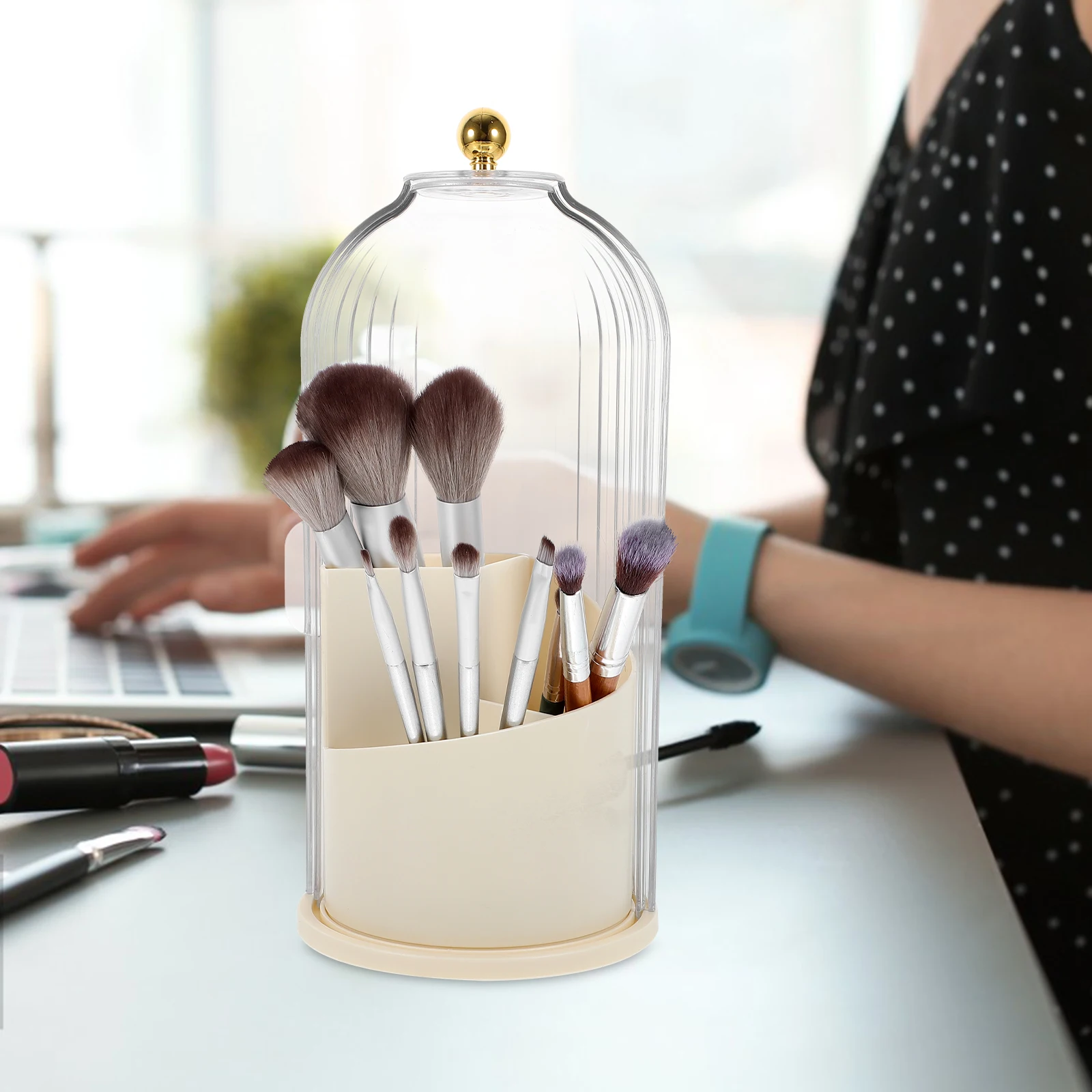 

Storage Box Rotation Makeup Brush Holder Light Luxury Holders Plastic Organizer