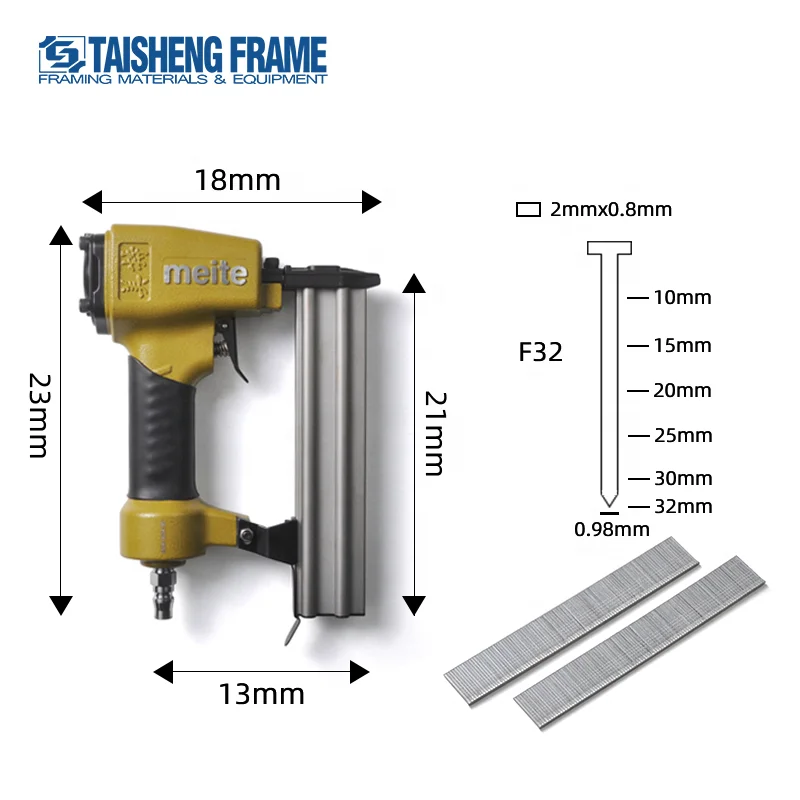 Meite F32 Pneumatic Brad Nail Gun Air Powered Brad Nailer Handheld Air Nail Gun for Woodworking F10 F15 F20 F25 F30 Brad Nailler