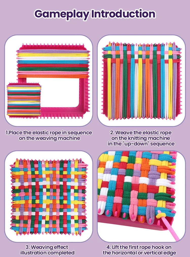 Children's Crafts 12/8 Color Handmade Toys Knitting Weaving Loom Set Rope Hook Needle Accessories Crochet String Maker Tool Girl