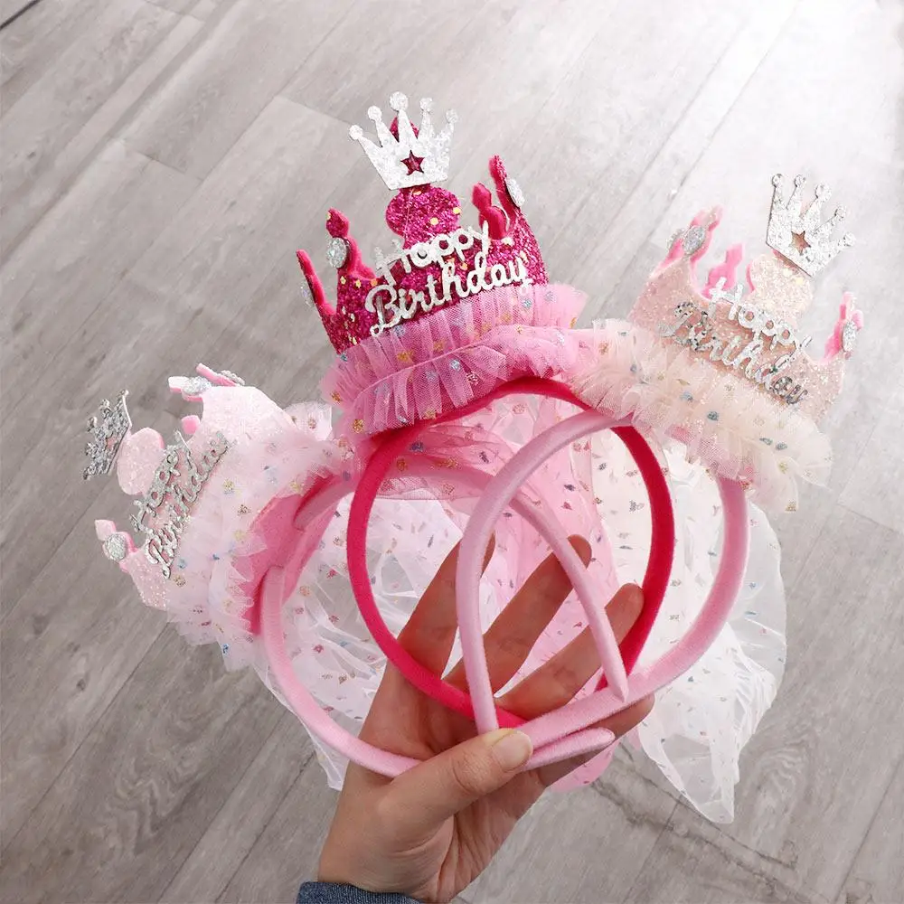 ตกแต่งผม Headwear Happy Birthday เลื่อมมงกุฎวันเกิด Hairband อุปกรณ์เสริมผมเกาหลีสไตล์แถบคาดศีรษะสาวผม Hoop