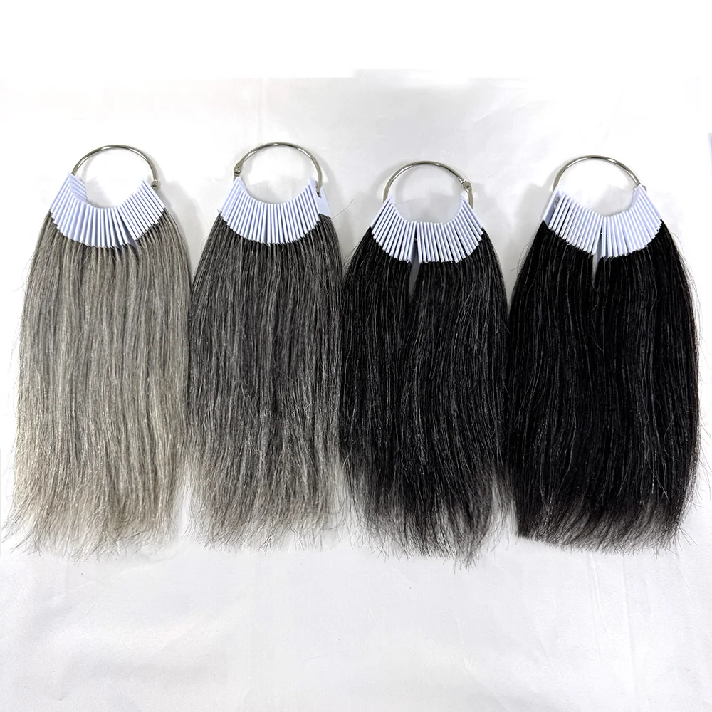30Pcs/Set Grey Hair Color Rings Real Human Hair Charts Swatches Testing Color Samples For Salon Hairdresser Dyeing Practice Tool