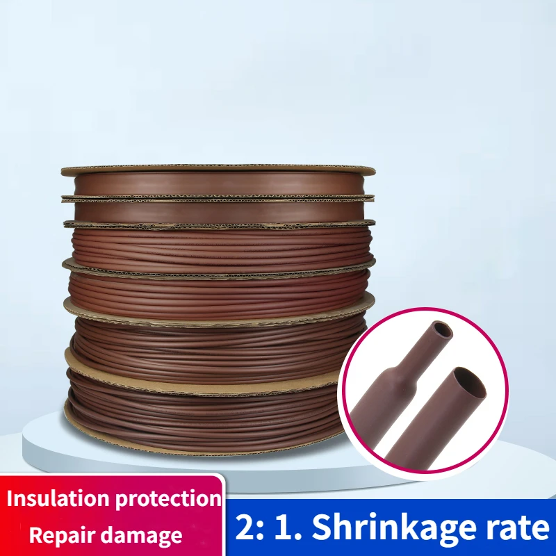 1M 2:1 Brown Heat Shrink Tube Diameter 1/1.5/2/2.5/3/3.5/4/5/6/8/9/10/12/14/16/18/20/25/30/40/50mm With Double Wall Glue Tube