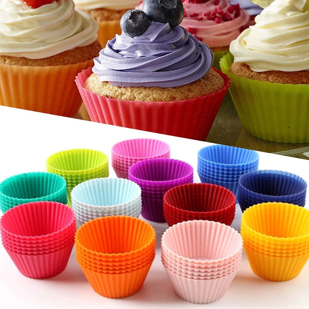 

10pcs Mini Food Grade Silicone Cup Cake Pan Mold Muffin Cupcake Form To Bake Kitchen Home Baking Accessories Molds Cake Tools