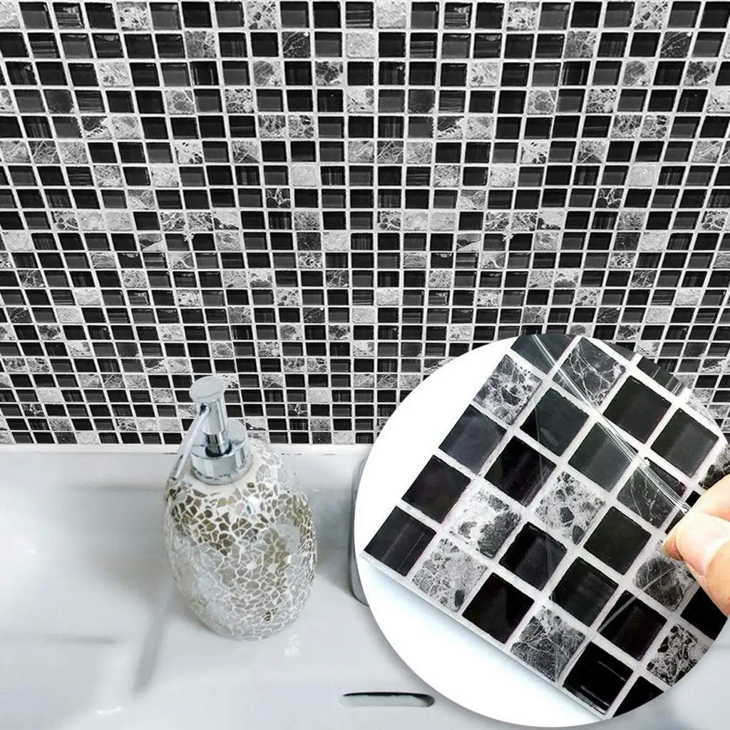 Black Marble Waterproof Self- Wall Stickers for Mosaic Tiles