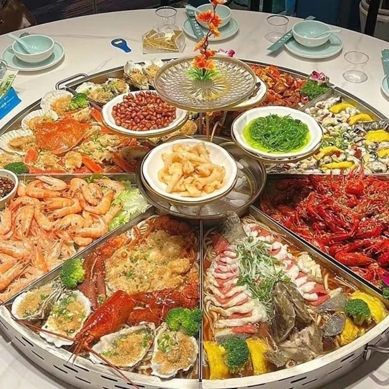 Platter heating model, stainless steel creative round seafood pot restaurant restaurant