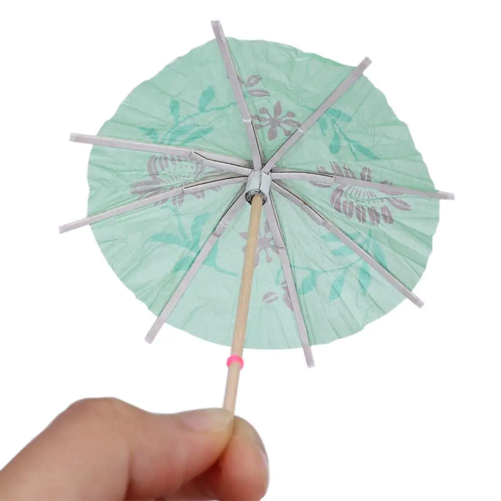 Luau Wood Cocktail Picks Wedding Party Drinks Sticks Paper Umbrellas Parasols Toothpick