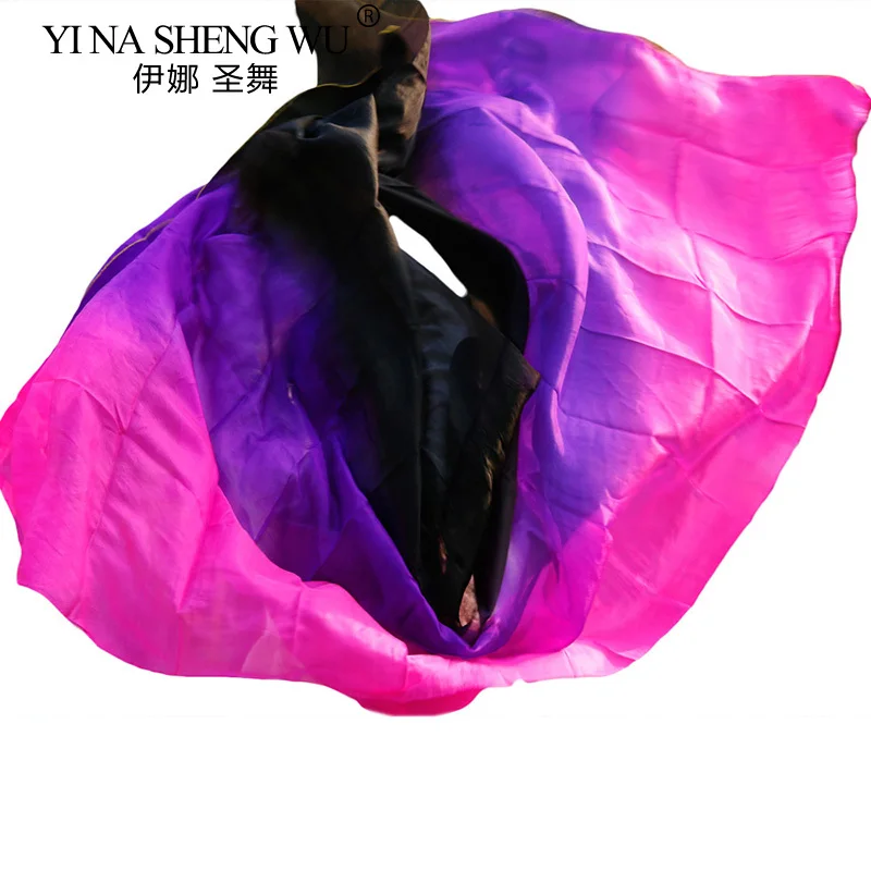 100% Silk Belly Dance Veil 3-color Gradient Veil Wholesale Dance Performance Props Hand-cast Yarn Customizable Size and Color